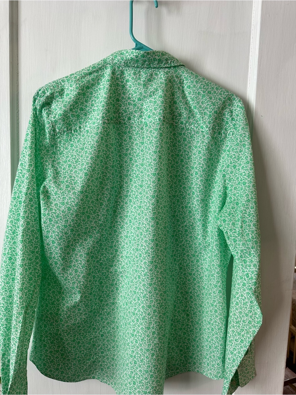 J Crew blouse, green mini floral, large - Picture 3 of 5
